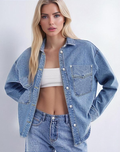 Curved Hem Denim Jacket