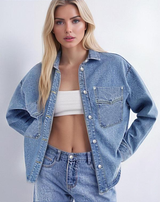 Curved Hem Denim Jacket