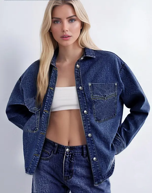 Curved Hem Denim Jacket