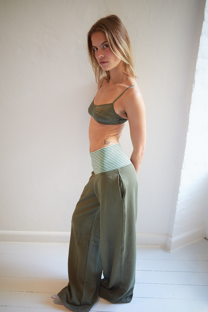 Olive Stripe Waist Lounge Pants